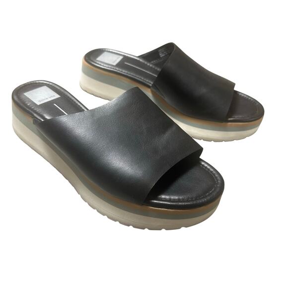 Dolce Vita Milo Black Platform Slide Sandals - Picture 2 of 8